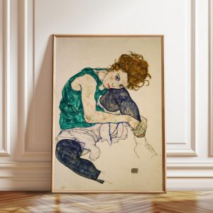 Tranh treo tường, tranh chân dung trang trí, Egon Schiele Woman Painting: Expressionist Portrait Art Print