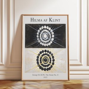 Tranh treo tường, tranh hiện đại trang trí, Hilma Af Klint 'The Swan' Abstract Art Print: Mystic Monochrome