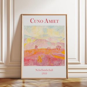 Tranh treo tường, tranh phong cảnh trang trí, Cuno Amiet Pink Landscape Painting: Pastel Impressionist Art Print