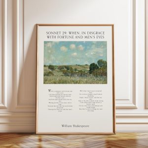 Tranh treo tường, tranh phong cảnh trang trí, Sonnet 29 Art Print: Shakespeare Poem, English Landscape, Literary Wall Art