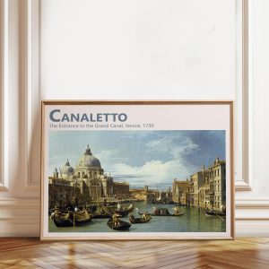 Tranh treo tường, tranh mùa đông phong cảnh trang trí, Canaletto Venice Grand Canal Print: Italian Architectural Landscape Art