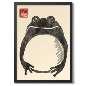 Tranh treo tường, tranh phong cảnh động vật trang trí, Fat Frog by Matsumoto Hoji, Sumi-E Woodblock Print, Japanese Poster, Animal Wall Art Decor, Frog Nature Gift