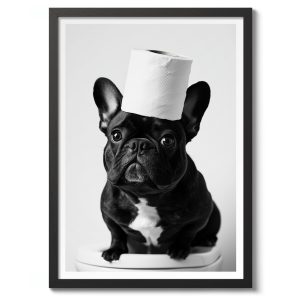 Tranh treo tường, tranh động vật nhà bếp trang trí, Haute Dog Couture Print, Black & White Dog Poster, Bathroom Jokes Photography Wall Art Decor