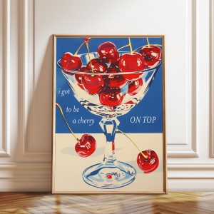 Tranh treo tường, tranh nhà bếp trang trí, Cherry Art Print: Modern Kitchen Cafe Wall Decor