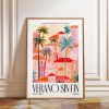 Tranh treo tường, tranh trang trí, Barcelona Summer Art Print: Tropical Palms, Pink Houses