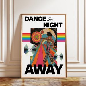 Tranh treo tường, tranh cổ điển trang trí, Retro Disco Dance Art Poster: 70s Psychedelic Music Print
