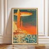 Tranh treo tường, tranh biển cổ điển trang trí, Oceania Heights Poster: Retro-Futuristic World's Fair Print