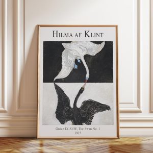 Tranh treo tường, tranh trang trí, Hilma af Klint Swan Poster: Black and White Spiritual Art