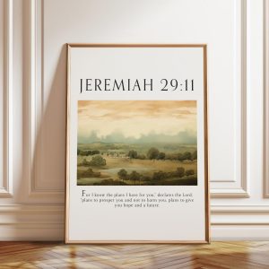 Tranh treo tường, tranh cổ điển trang trí, Jeremiah 29:11 Bible Verse Wall Art Poster - Vintage Scripture Art Print for Christians - Scripture Quotes – Poster, Framed and Canvas Print