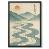 Tranh treo tường, tranh phong cảnh trang trí, Tranquil Flow Print, Anime Graphic Poster, Japanese Wall Art Decor, River Mountain Theme