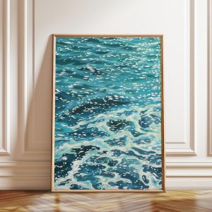 Tranh treo tường, tranh biển trang trí, Ocean Waves Art Print: Coastal Beach House Decor