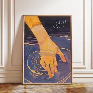 Tranh treo tường, tranh hiện đại trang trí, Abstract Hand Water Art Print: Calming Ripple Home Decor