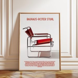 Tranh treo tường, tranh trang trí, Bauhaus Red Chair Art Print: Modernist Furniture Poster