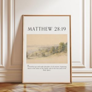 Tranh treo tường, tranh trang trí, Matthew 28:19-20 Bible Verse Wall Art - Modern Christian Church Wall Decor - The Great Commission Quote – Poster, Framed and Canvas Print