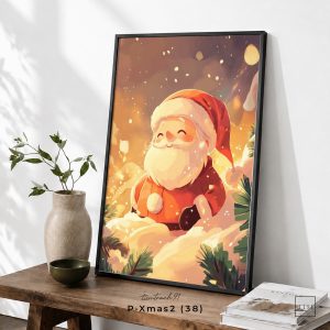 Tranh treo tường, Ông già Noel dễ thương, Santa Claus, Cute Santa, Christmas Wall Art, nhận in theo yêu cầu.