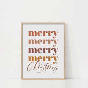 Poster 'Merry Christmas', Tranh Quote, Phong cách Boho, Hiệu ứng Ombre