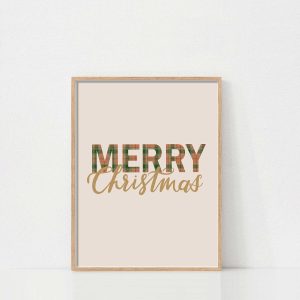 Tranh Giáng Sinh Vintage, Tranh 'Merry Christmas', Họa tiết Sọc caro (Plaid)