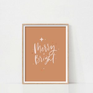 Tranh Quote 'Merry and Bright', Trang trí Lễ hội, Phong cách Boho
