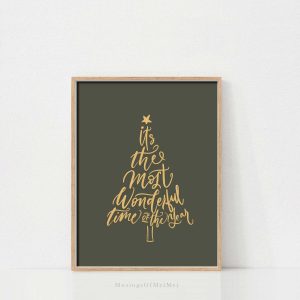 Tranh Quote 'It's the Most Wonderful Time...', Cây thông Tối giản, Phong cách Vintage