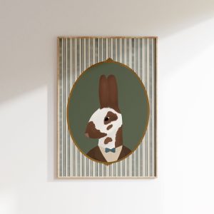 Tranh treo tường, tranh phong cảnh trang trí phòng bé, Boys Room Vintage Rabbit Print Grandmillenial Art Bunny Nursery Print Vintage Aesthetic Nursery Abstract Vintage Painting Farm Nursery Print
