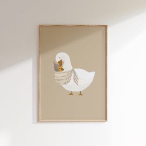 Tranh treo tường, tranh phong cảnh trang trí phòng bé, Mother Duck Print Farm Nursery Decor Expecting Mom Gift Gender Neutral Nursery Wall Art Beige Nursery Decor Neutral Wall Art