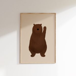 Tranh treo tường, tranh phong cảnh trang trí phòng bé, Beige Nursery Bear Wall Art Cute Bear Printable Neutral Bear Poster Bear Nursery Decor Woodland Nursery Decor Forest Baby Room Printable