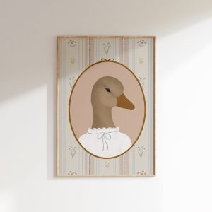 Tranh treo tường, tranh phong cảnh trang trí phòng bé, Girl's Room Mallard Duck Print Vintage Duck Printable Cottagecore Nursery Vintage Aesthetic Nursery Girl Mallard Wall Art Farm Nursery Decor