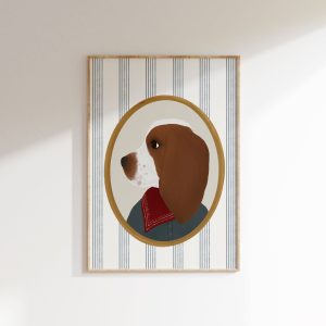 Tranh treo tường, tranh động vật trang trí phòng bé, Hound Dog Art Basset Hound Gifts Vintage Aesthetic Nursery Grandmillenial Room Decor Boy's Room Dog Art Puppy Nursery Decor Dog Oil Painting