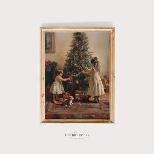 Tranh Tĩnh vật Ông già Noel, Tranh Giáng Sinh Vintage, Trang trí Noel Mộc mạc