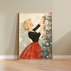 Tranh Giáng Sinh Phong cách Retro, Poster Lễ hội, Trang trí Mùa đông Hợp thời