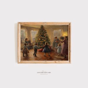 Tranh Cây thông Noel, Tranh Giáng Sinh Vintage, Trang trí Noel Mộc mạc
