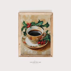 Tranh Tĩnh vật Ông già Noel, Tranh Giáng Sinh Vintage, Trang trí Noel Mộc mạc