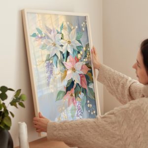 Tranh Hoa Trạng nguyên (Poinsettia), Tranh Hoa Mùa đông, Poster Hoa Giáng Sinh