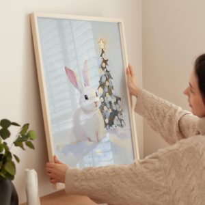 Tranh Thỏ Giáng Sinh, Trang trí Mùa đông, Tranh Thỏ, Trang trí Phòng Trẻ em