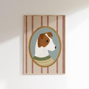 Tranh treo tường, tranh động vật trang trí phòng bé, Jack Russell Terrier Dog Art Vintage Aesthetic Grandmillenial Room Decor Boy Room Dog Art Dog Nursery Decor Vintage Dog Painting Dog Artwork