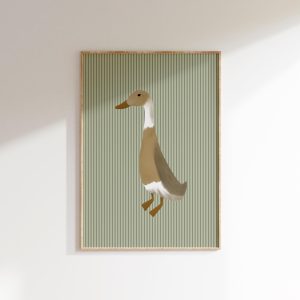 Tranh treo tường, tranh phong cảnh trang trí phòng bé, Green Duck Art Print Cottagecore Nursery Duck Printable Farm Nursery Decor Boy's Room Duck Print Rustic Nursery Print Farmhouse Wall Art
