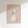 Tranh treo tường, tranh phong cảnh động vật trang trí, Silly Goose Wall Art Cute Goose Poster Sage Green Nursery Decor Farm Animal Printable Pink Coquette Room Decor Green Girl's Room Goose Print