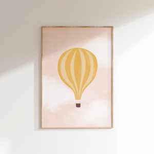 Tranh treo tường, tranh cổ điển trang trí phòng bé, Hot Air Balloon Art Whimsical Girl Art Adventure Nursery Girl Playroom Decor Adventure Awaits Vintage Hot Air Balloons Toddler Girl Room Art