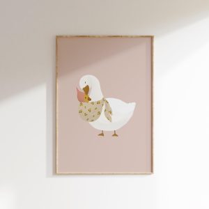 Tranh treo tường, tranh phong cảnh động vật trang trí, Mother Duck Print Farm Nursery Decor Expecting Mom Gift Farm Baby Nursery Duck Art Pink Nursery Decor Mom and Baby Animals Mother's Day Gift