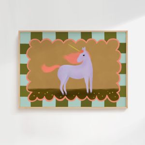 Tranh treo tường, tranh trang trí phòng bé, Magical Unicorn Printable Fairytale Art Unicorn Print Whimsical Little Girls Room Artwork Bright Nursery Unicorn Wall Decor Fun Nursery Art
