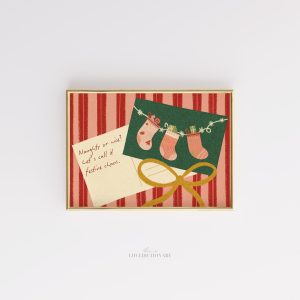 Tranh Quote 'Naughty or Nice', Trang trí Thẻ và Tất Lễ hội, Nền Sọc Đỏ Xanh