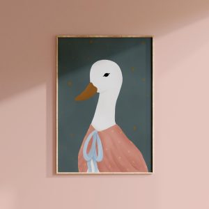 Tranh treo tường, tranh cổ điển trang trí phòng bé, Mother Goose Art Whimsical Nursery Childrens Book Art Little Girls Room Goose Printable Eclectic Nursery Vintage Goose Celestial Nursery