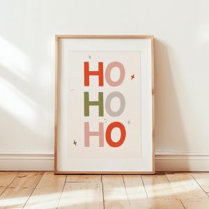 Tranh Chữ 'HO HO HO', Poster Chữ Giáng Sinh Hiện đại Nhiều màu sắc