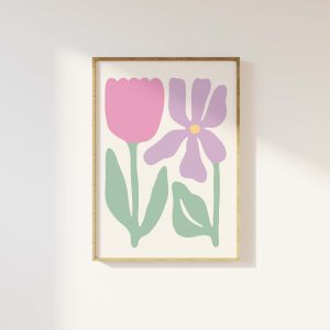 Tranh treo tường, tranh hoa hiện đại trang trí, Abstract Floral Print Art Flower Printable Wall Art Colorful Floral Art