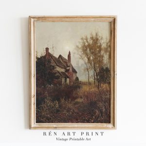 Tranh treo tường Antique Autumn Painting  Moody Fall Wall Art  Vintage Rustic Country Wall Decor