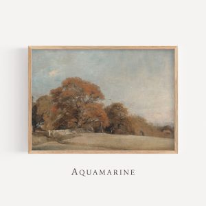 Tranh treo tường, tranh phong cảnh cổ điển trang trí, Autumn Landscape Print, Vintage Fall Countryside Painting, Landscape Painting