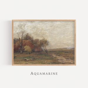 Tranh treo tường, tranh phong cảnh cổ điển trang trí, Fall Landscape Wall Art, Autumn Landscape Print, Vintage Fall Countryside Painting
