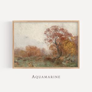 Tranh treo tường, tranh phong cảnh hiện đại trang trí, Fall Landscape Wall Art, Vintage Fall Country Painting, Fall Minimalistic Print, Autumn Print
