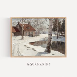 Tranh treo tường, tranh Giáng sinh mùa đông trang trí, Vintage Winter Landscape Print, Winter Wall Art, White Tones Wall Art, Rustic Holiday Wall Decor
