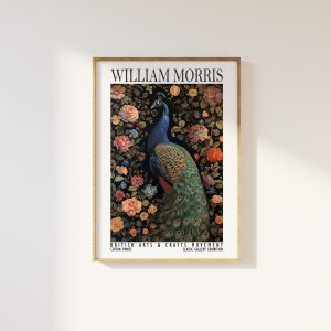 Tranh treo tường, tranh cổ điển trang trí, William Morris Peacock Print, Cotton Prints Exhibition Vintage William Morris Poster